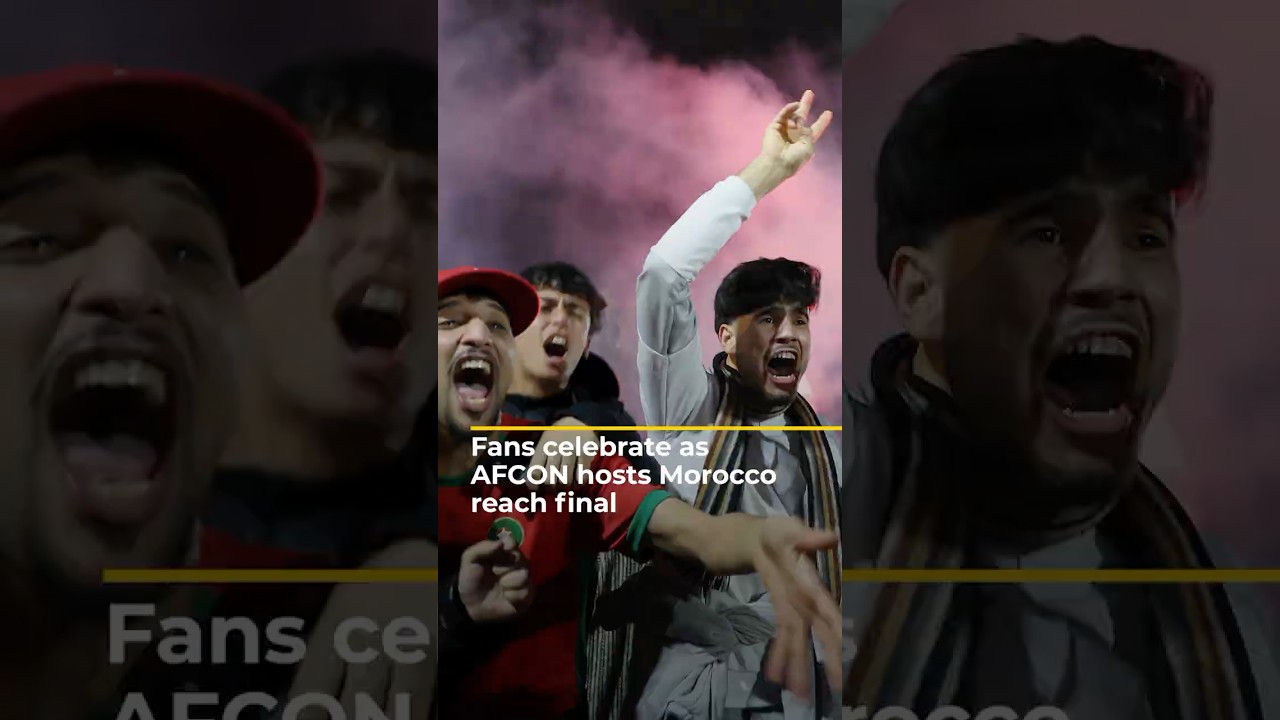 الجماهير تحتفل بوصول المغرب، صاحب الأرض، إلى نهائي كأس الأمم الأفريقية | AJ#shorts
