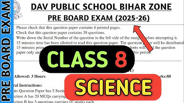Dav class 8 question paper of science of pre board exam 2025 | Dav paper Zone | 2025-26 |