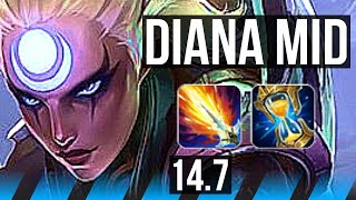 DIANA vs TRISTANA (MID) | Rank 4 Diana, 7 solo kills, 1400+ games, 11/3/4 | KR Challenger | 14.7