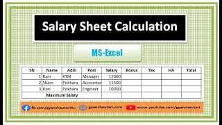 salary sheet calculation in excel(tax,Bonus,HA,total)