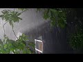 Fall Into Deep Sleep In 5 Minutes | Heavy Stormy Rain On Tin Roof & Big Thunder Sounds On A Cozy Hut