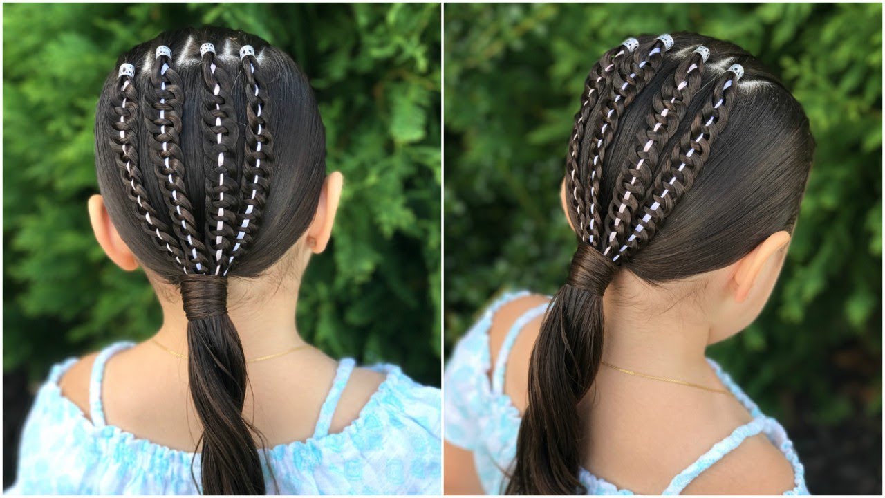 Peinado para niñas trenza gusano con trenza de 4 cabos 