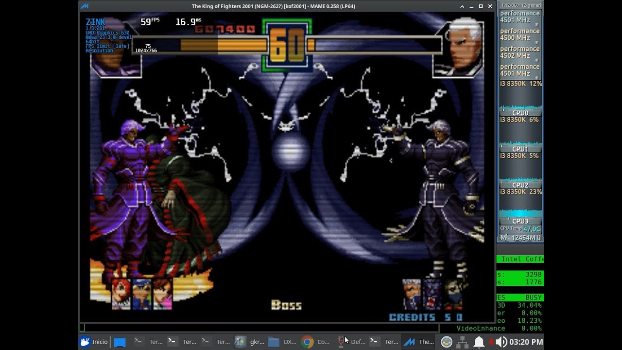 Mame 0.258 Zink Native Test 60fps QuickSync x64 + Sound (Core i3 8350K) + Mesa 23.x