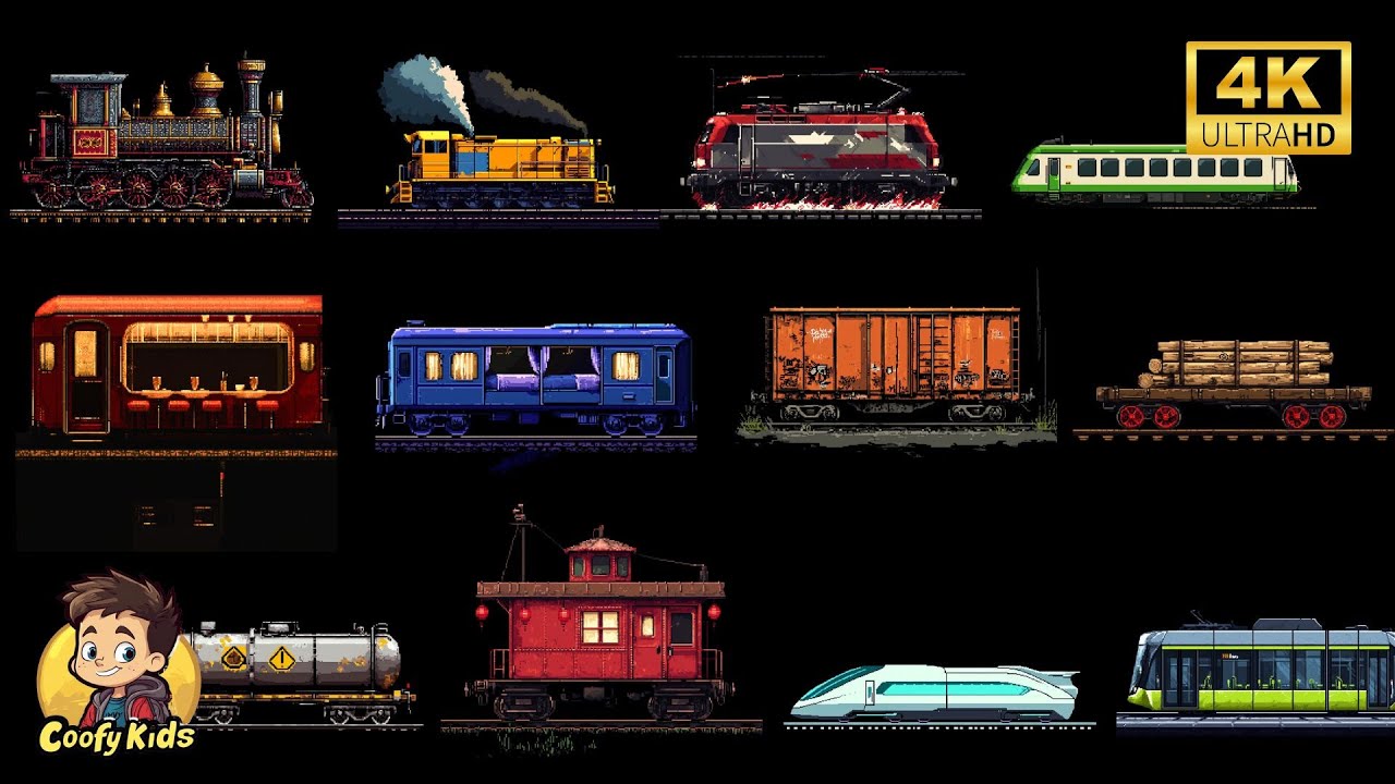 8 Bit Train Simulator 🚂 All Aboard! 12 Railway Vehicles in 8-Bit Pixel Art | CoofyKids ...