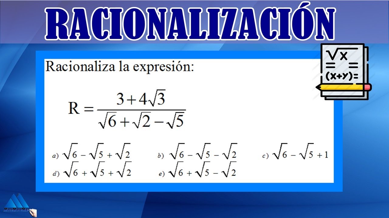 Racionalización Ejercicio resuelto | Reto - Pre U - YouTube