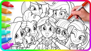 Coloring Pages EQUESTRIA GIRLS - Friendship Selfie / How to draw My Little Pony / MLP