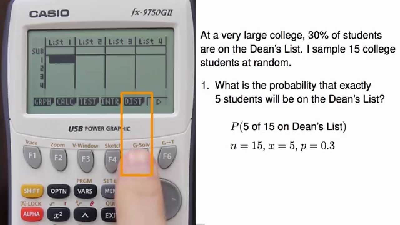 Casio fx-9750GII - Binomial Formula (Distribution 