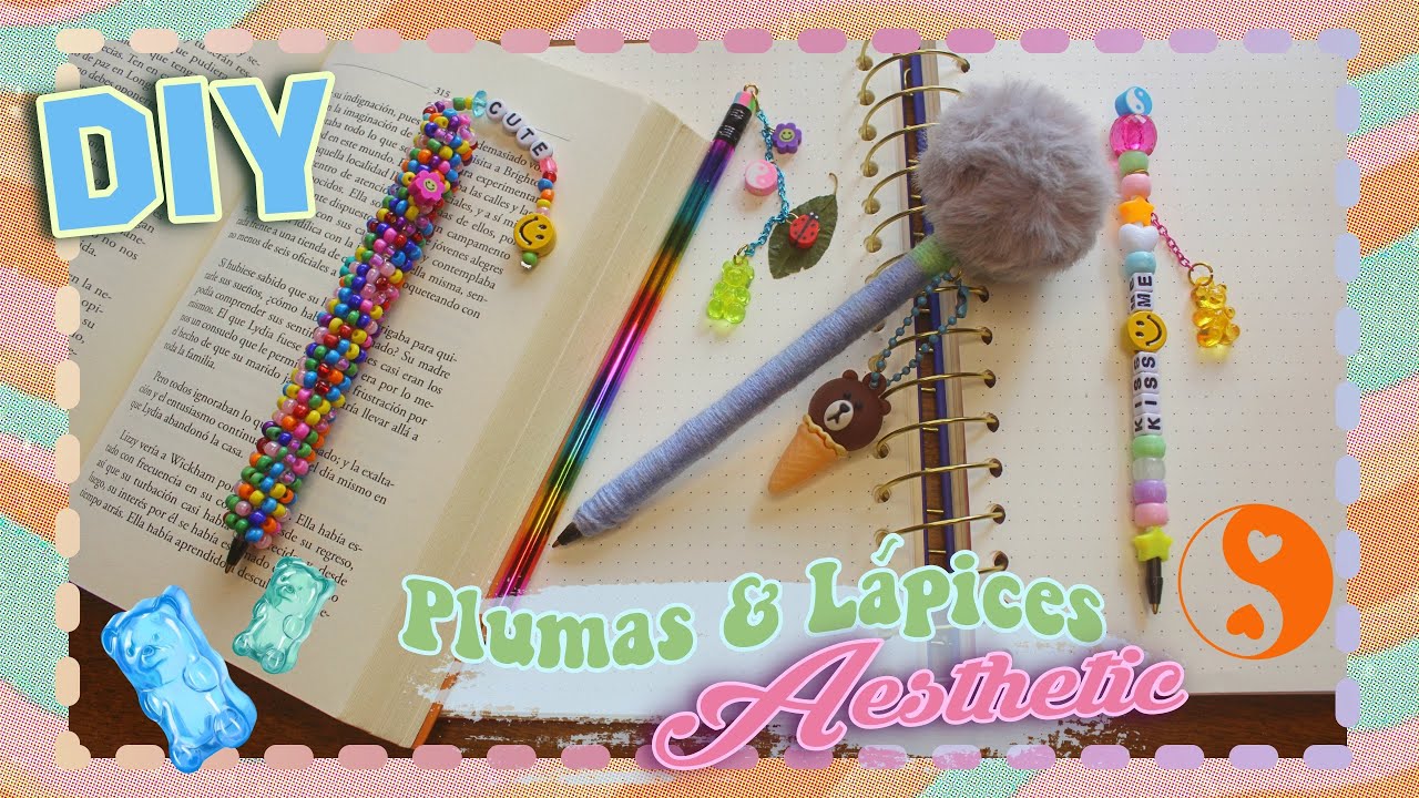 DECORA tus Plumas & Lápices bien AESTHETIC con CHAQUIRA Y CUENTAS CHIDAS [DIY Papelería]