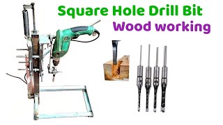 Square Hole Drill Bit Wood Working | Square Hole Drill Bit fittings stand | Mortiser  Woodworking