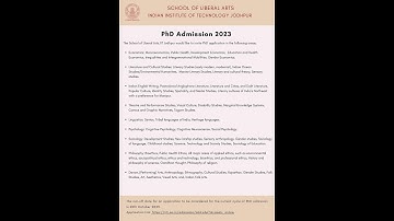 #PhD admission at #iitjodhpur #SCHOOL_OF_LIBERAL_ARTS #apply_before 20.10.2023 visit  www.iitj.ac.in
