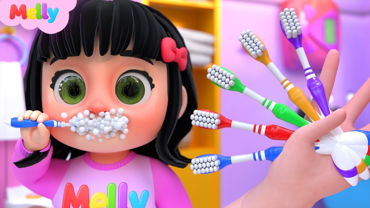 5 Finger Family Good Habits tooth brush routine Song | Melly Nursery Rhymes & Kids Songs