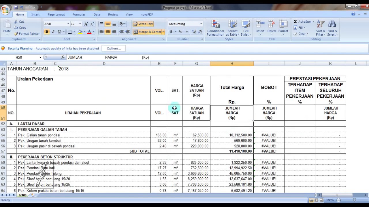 Cara membuat laporan proyek dengan EXCEL - YouTube