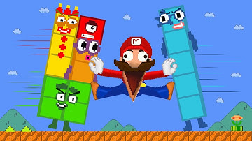 Numberblocks 1-10 mix level up vs the Giant Mario Maze | Game Animation