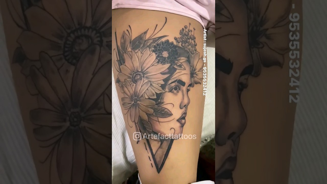 Trending thigh tattoo for women 
