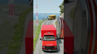 Cars & Ambulance Van Vs Giant Pit Bollards Crash - Beamng.drive