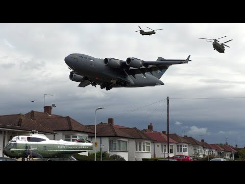 Presidential helicopters arrive in London 🇺🇸