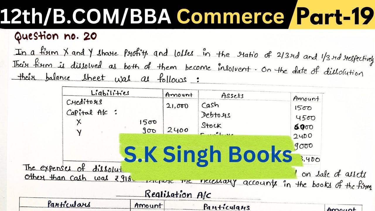 According to Garner vs Murray Rule || Dissolution Of A Partnership Firm 2 || Question- 20 || Part-19