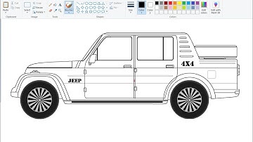 How to draw 4x4 Jeep easily using Simple Paint program | Drawing Jeep step by step on computer.