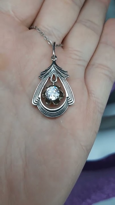 Серебряная подвеска"Тюльпан"☆875 проба вставка фианит размер 3,5 см ...