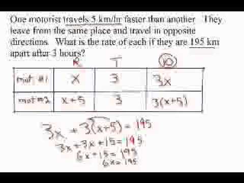 Grade 9 Word Problems Rate Distance Time Examples 2.Flv - Youtube