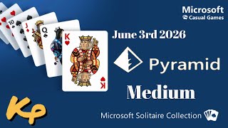 Microsoft Solitaire Collection - Daily Challenge - Pyramid Medium - June 3rd 2026 - 2026-06-03