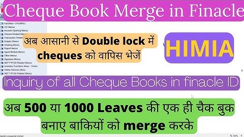 How to merge cheque book inventory | DOP Finacle