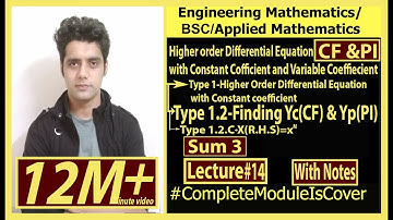 Type 1.2.C-Finding Yc and Yp|Sum 3|Linear Differential Equation with Constant Coefficient|SpTeaching