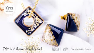 【UVレジン】紺碧な湖に花散るコレクションセット〜♪ UV Resin A collection set with flowers scattered on a sapphire lake!!