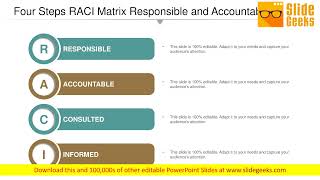 Four Steps RACI Matrix Responsible And Accountable Actions Ppt Powerpoint Presentation Inspiration