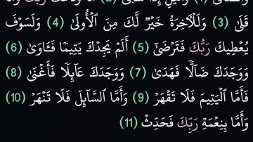(93) سورة الضحى مكتوبة كاملة بخط واضح بدون صوت للقراءة والحفظ