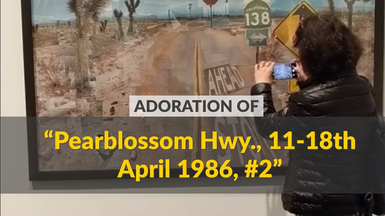 Adoration of David Hockney's "Pearblossom Hwy., 11-18th April 1986, #2"