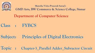 FYBCS Principles of Digital Electronics Chapter 3 Parallel Adder Subractor Circuit