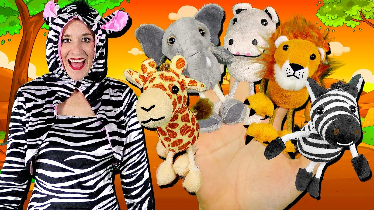 Safari Animals Finger Family Song | Elephant, Lion, Giraffe, Zebra & Hippo! Wild Animals for kid