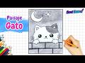 Cómo dibujar PAISAJE CON GATO A LÁPIZ - Dibujos paso a paso fáciles ????✏️