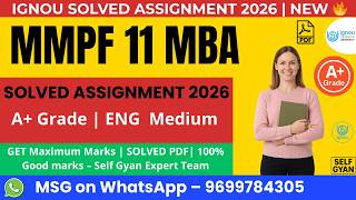 MMPF 11 Solved Assignment 2026 MBA IGNOU | Download PDF + Handwritten Format | Easy & Ready