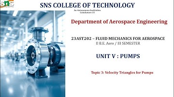 Velocity Triangles for Pumps | Fluid Mechanics for Aerospace | SNS Institutions