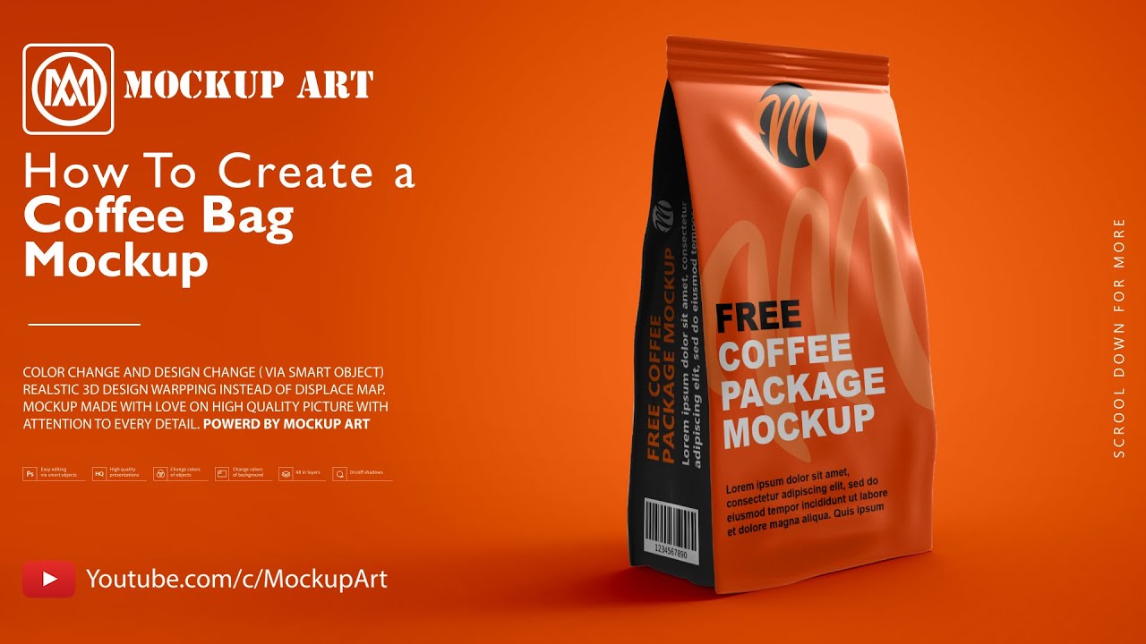 Download How To Make A Coffee Packaging Mockup Photoshop Mockup Tutorial Youtube