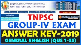 TNPSC Group 4 Answer Key 2019 | General English | Questions 1-25  | We Shine Academy
