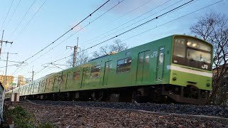 ［ジェット音で爆走！］201系ND601編成　普通　柏原駅発車