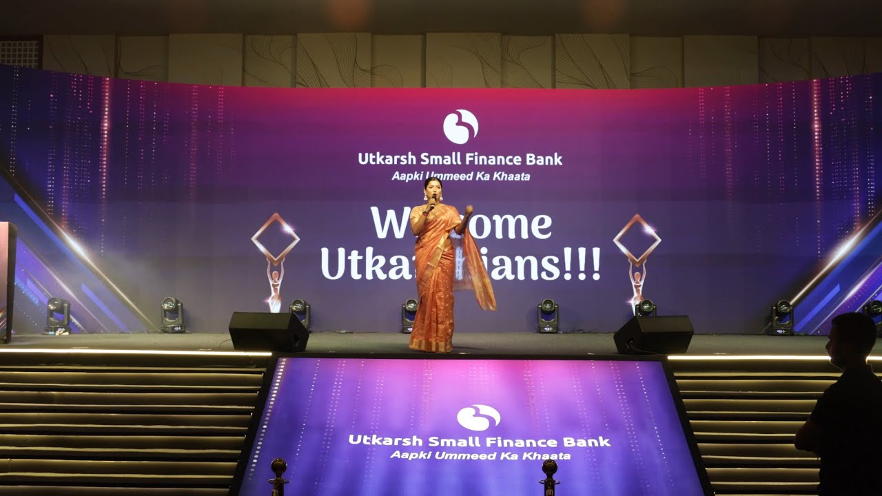 Anchor Rimjhim hosting Energetic Rewards & Recognition for Utkarsh Small Finance Bank  