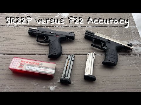 Side by side accuracy testing Ruger SR22 and Walther P22Q at increasing distances. 