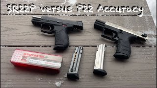 Side by side accuracy testing Ruger SR22 and Walther P22Q at increasing distances. 