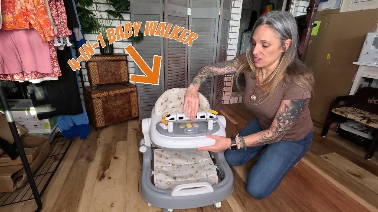 Полный обзор складных детских ходунков 4-в-1 с аксессуарами.