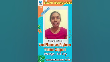 Congrats Vani for Getting Placed as a Cloud Engineer with 6.5LPA | Besant Technologies Marathahalli