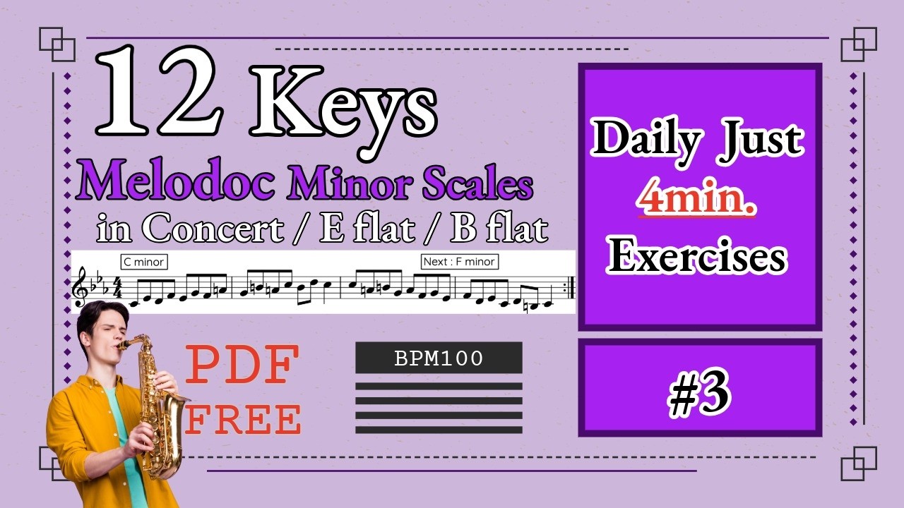 12 Keys Melodic Minor Scale Exercise #3 Melodic Minor: 3rd Intervals ...