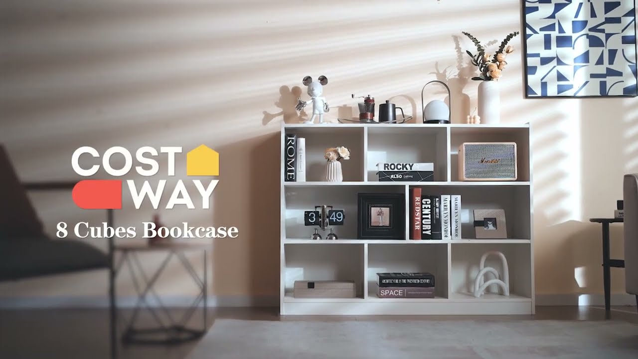 COSTWAY Boekenkast met 2 vakken, kubusrek, staand rek, open rek, opbergrek voor woonkamer, werkkamer, kantoor, modern, wit