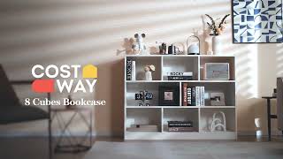 Costway 3-Tier Open Bookcase 8-Cube Floor Standing Storage Shelves Display Cabinet