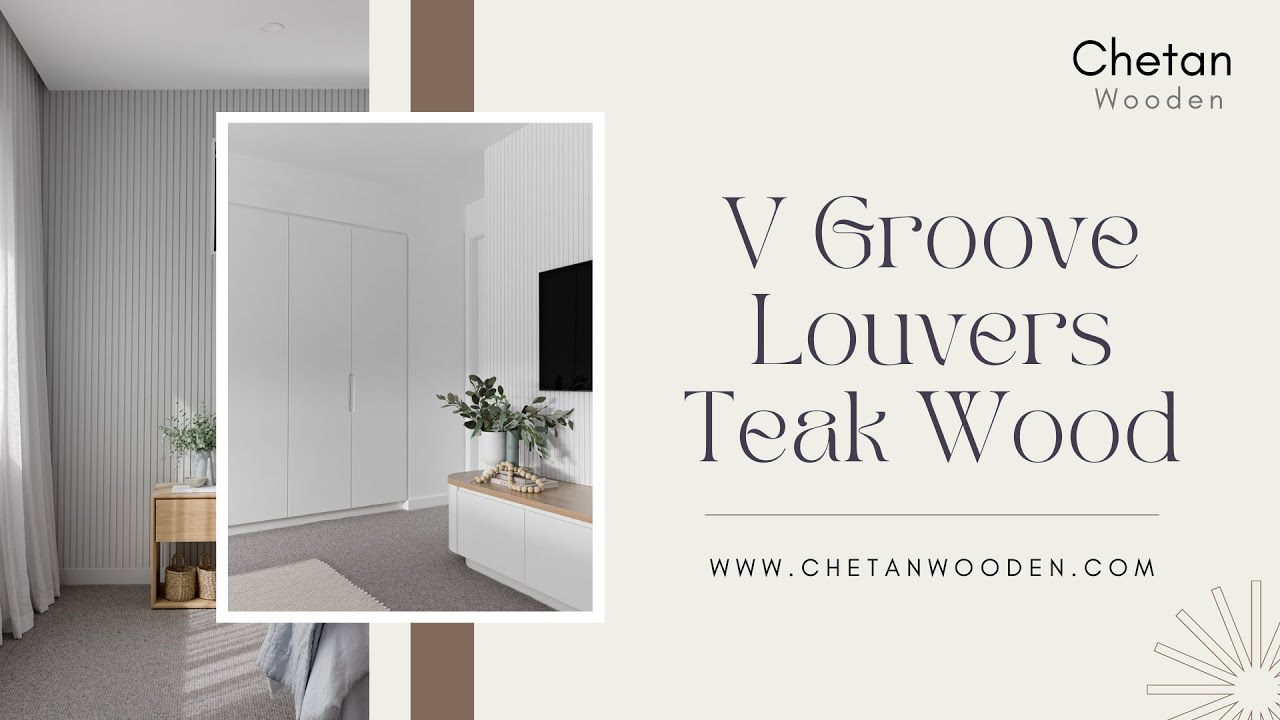 Wall paneling V Groove Louvers made of Teak Wood for interior designing 