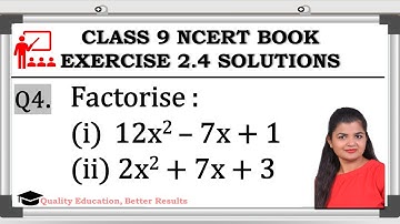 Class - 9th, Ex - 2.4, Q4 (i), (ii) ( POLYNOMIALS ) Maths CBSE NCERT @GANITSHALA