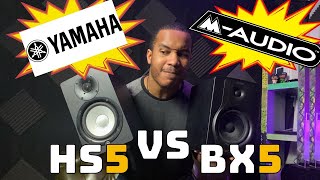 MAudio BX5 VS Yamaha HS5!  5 Track Studio Monitor Comparison and Review